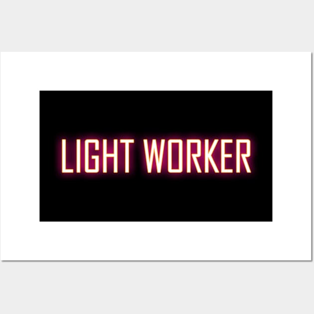 Light Worker in Pink Neon Lights Wall Art by Benny Merch Pearl